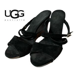 UGG Australia Black Suede Wedge Heels